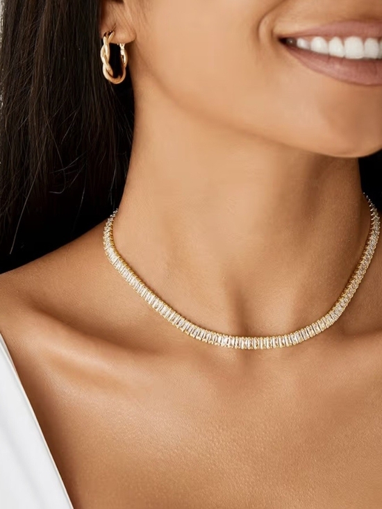 Kissyan Jewelry - Gold Baguette Necklace